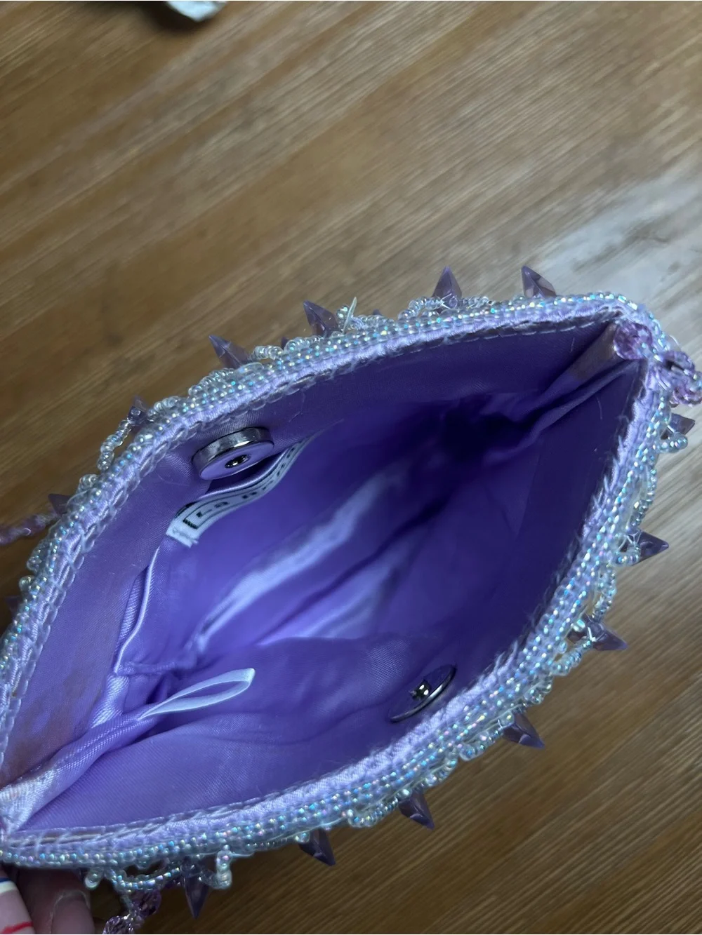 Sequins Beaded Fringe Lavender Evening Purse Handbag Clutch